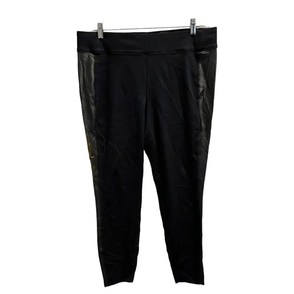 LANE BRYANT Size 18/20 Black With A Gold Finish Faux Leather Insert Leggings
